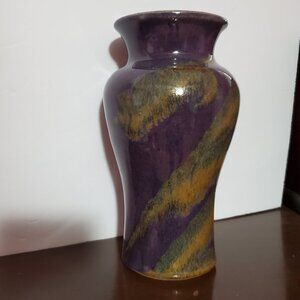 Purple and Yellow Pottery Vase signed St. Myers 2006